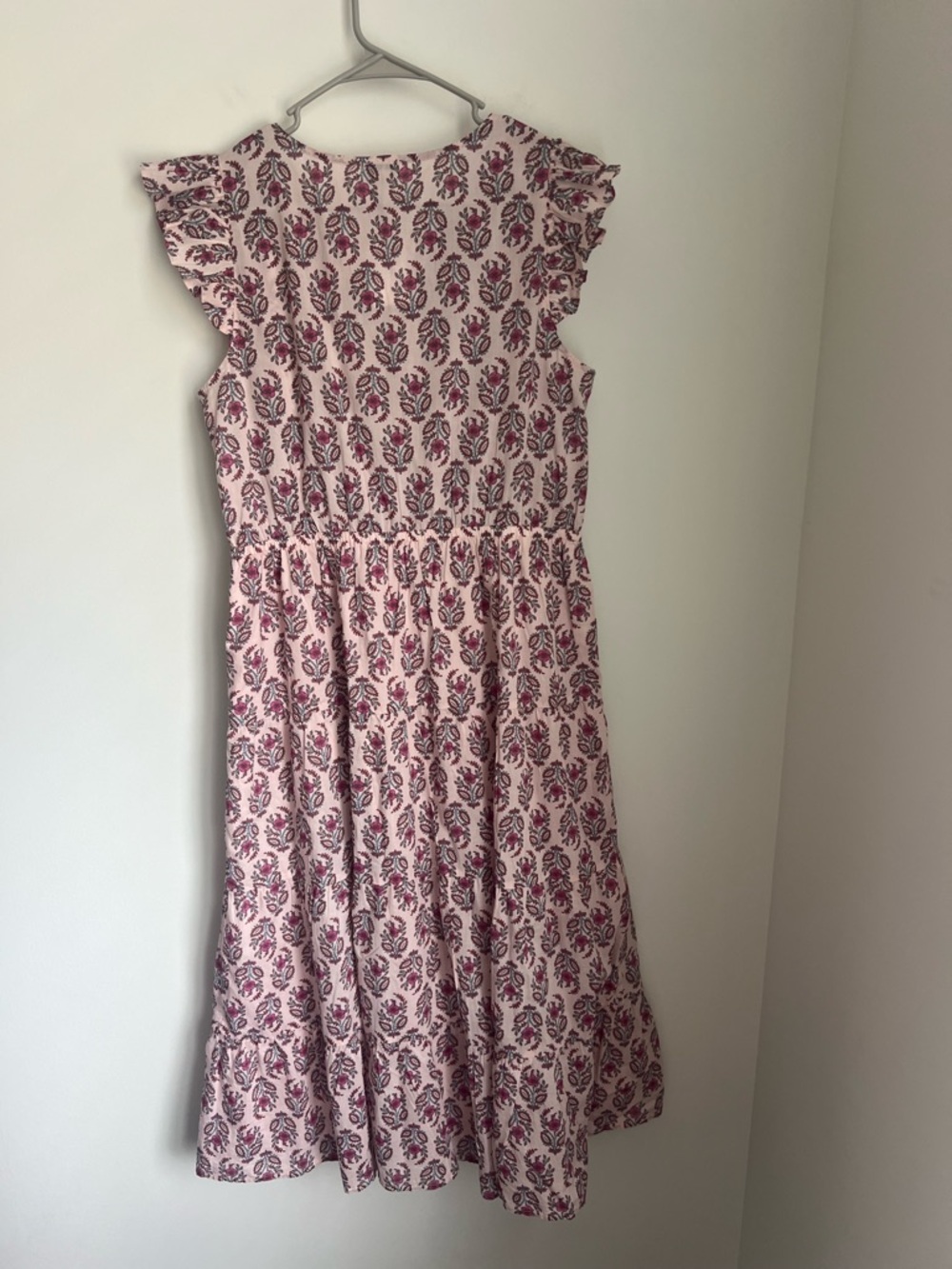 NEW J Crew Ruffle Sleeve Midi Dress in Pink Blue Floral Print Women's 12 - Picture 8 of 8